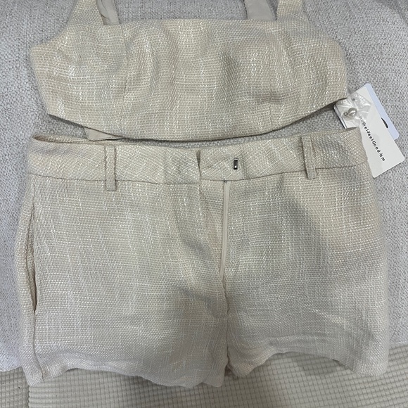 Tweed Backless Plain Shorts Set - Picture 3 of 3